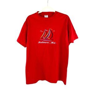 Delta Pro Weight Red Baltimore Md. Graphic Tee Shirt M Short Sleeve Unisex Nauti